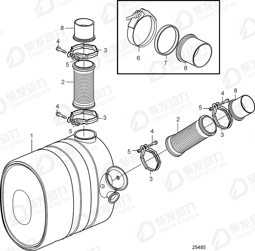 VOLVO Exhaust pipe 22321908 Drawing